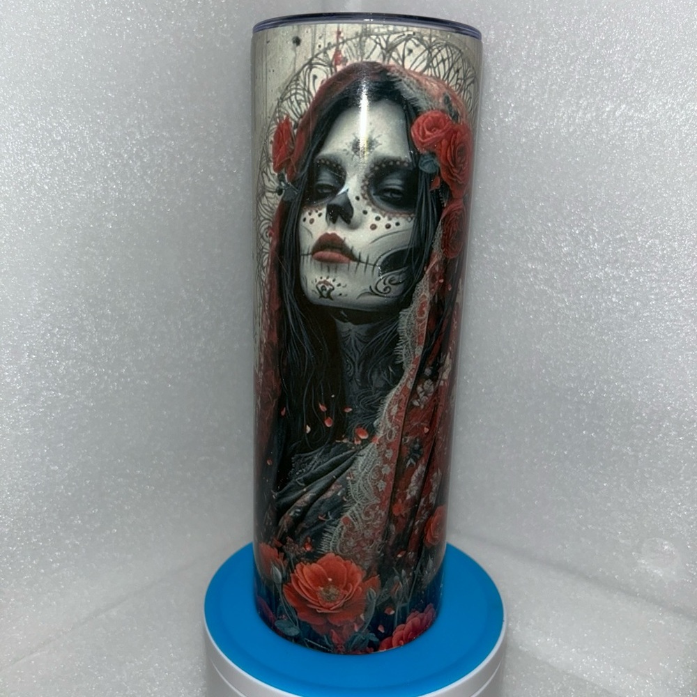 Day of the Dead Themed Tumbler - Black and Red